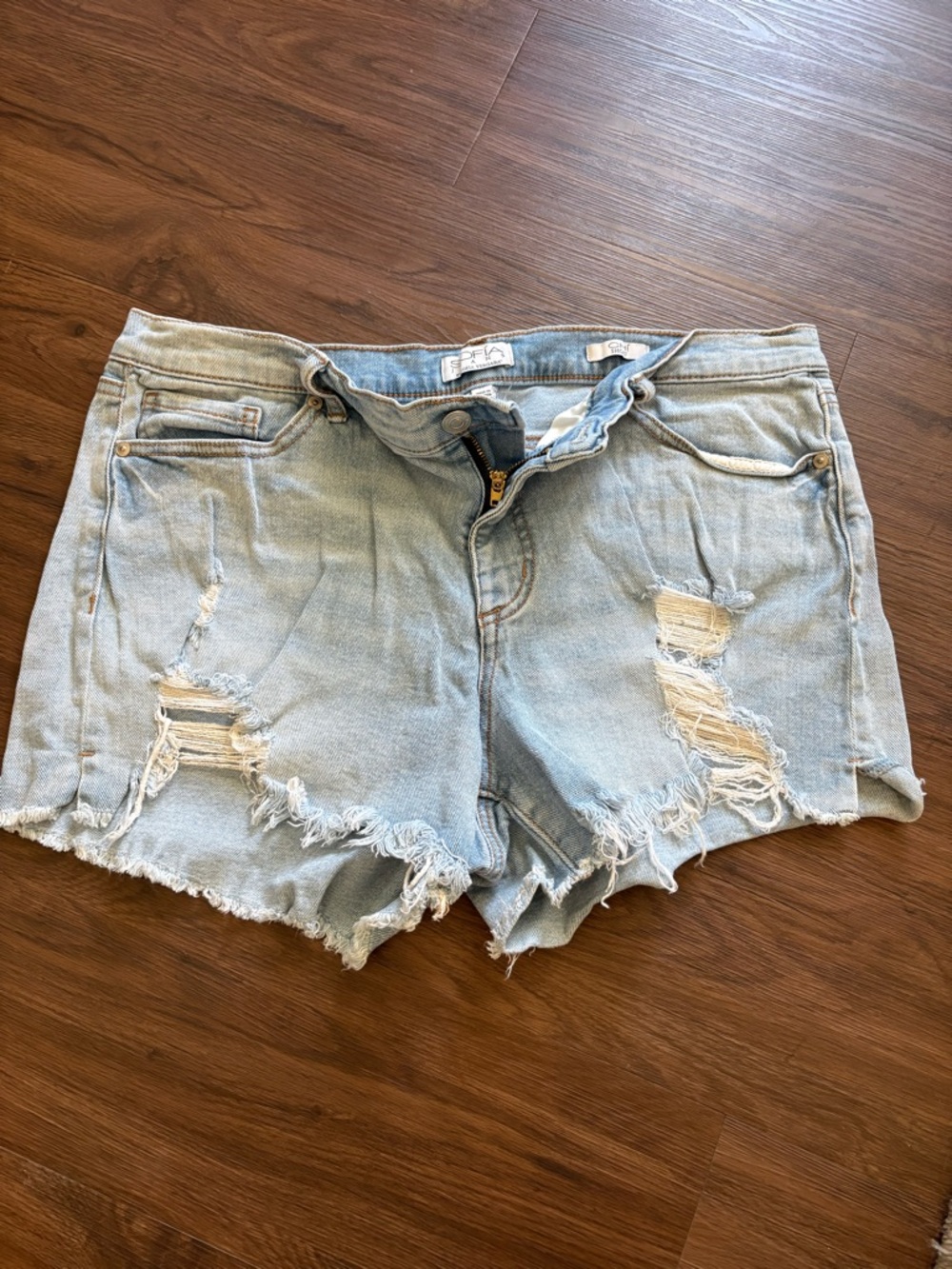sofia by sofia vergara Light Blue Distressed Denim Shorts
